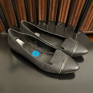 Calvin Klein faith black snakeskin pointed toe flats shoes size 10
